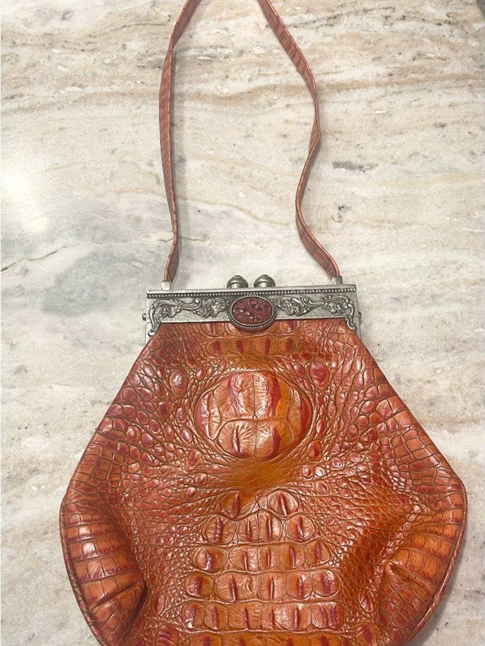 Women’s Croc-Embossed Leather Shoulder Bag